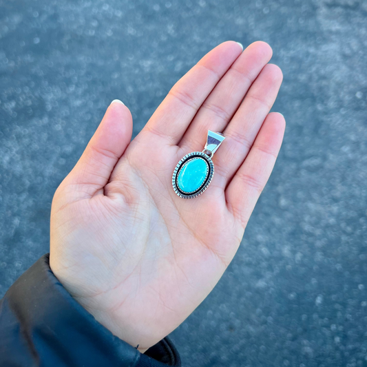 The Luna Genuine Turquoise Light Blue Sterling Silver Pendant