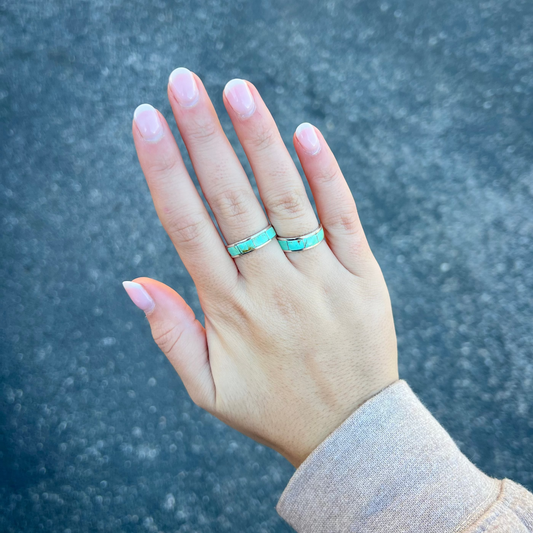 Genuine Turquoise 4 Stone Inlay Ring
