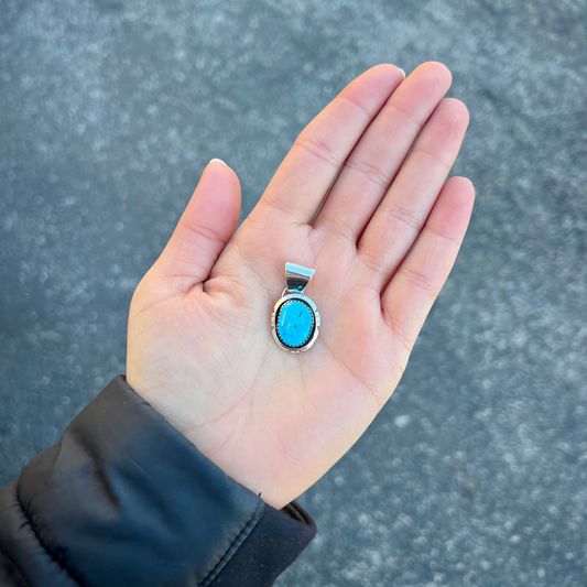 Genuine Turquoise Oval Pendant