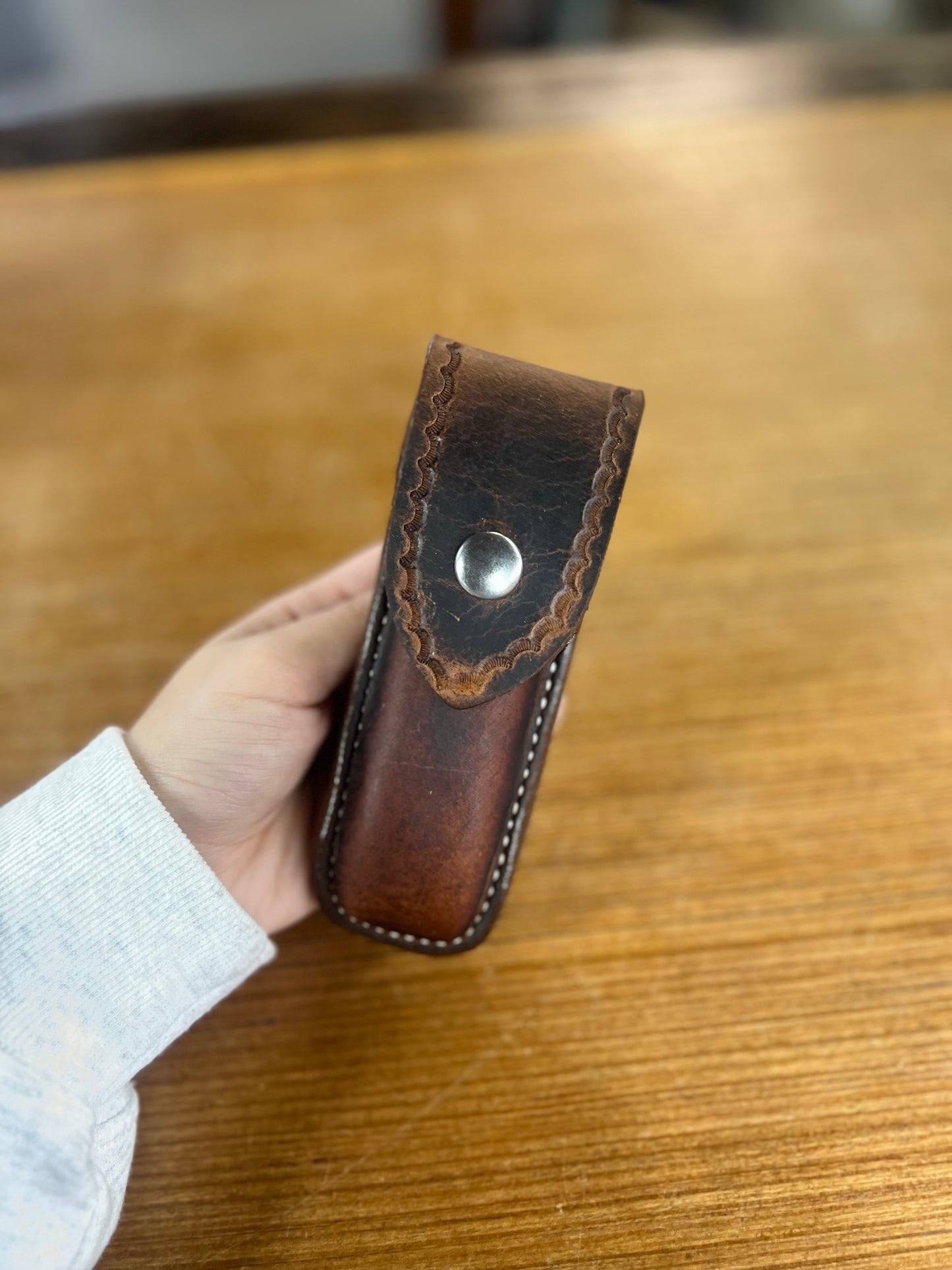 Buck 110 Tooled Genuine Leather Knife Case
