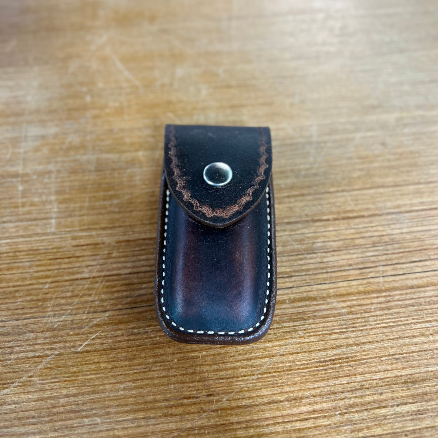 Genuine Tooled Leather Knife Case for Leatherman Wave - Local Amish Made