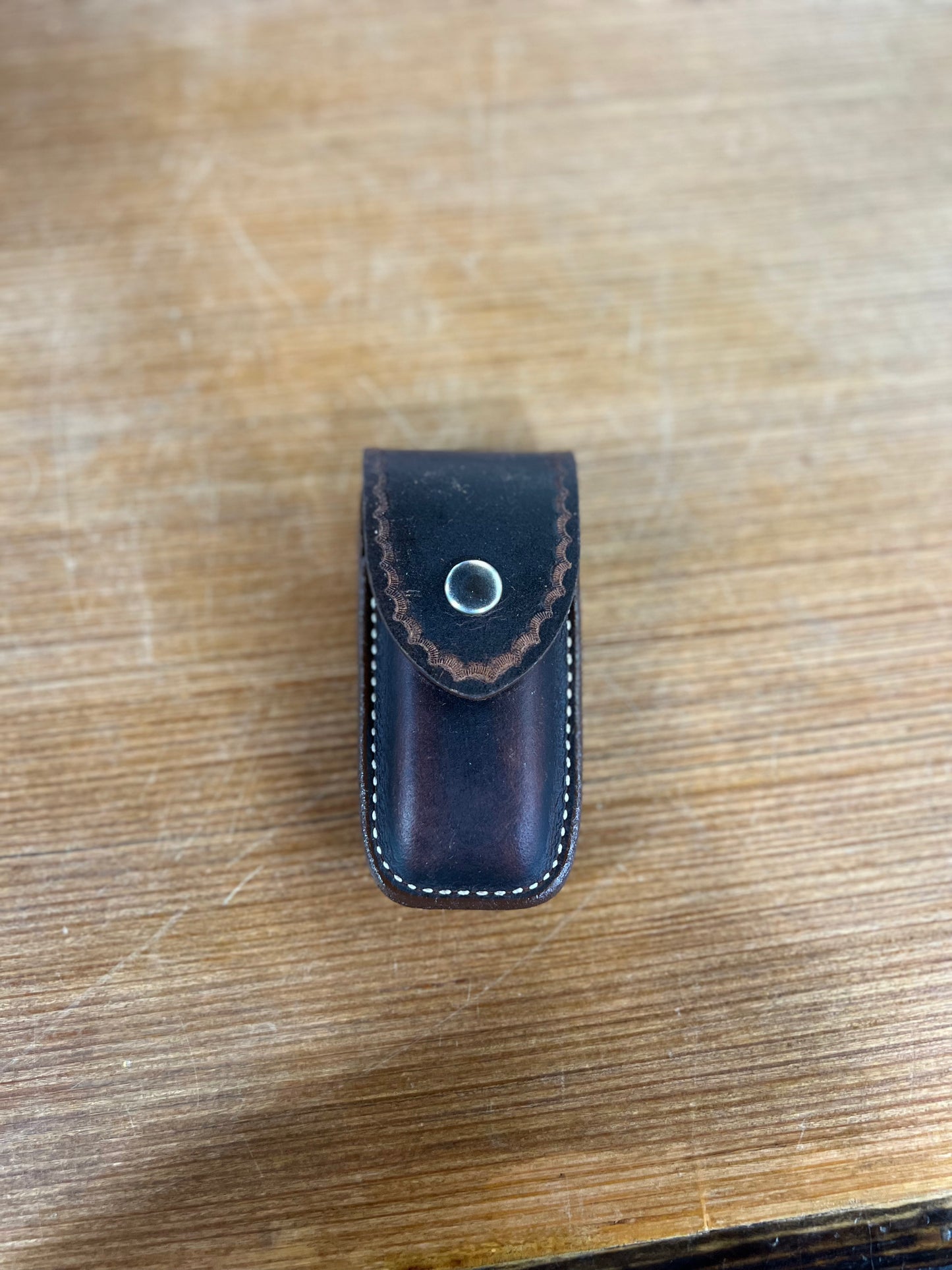 Genuine Tooled Leather Knife Case for Leatherman Wave - Local Amish Made