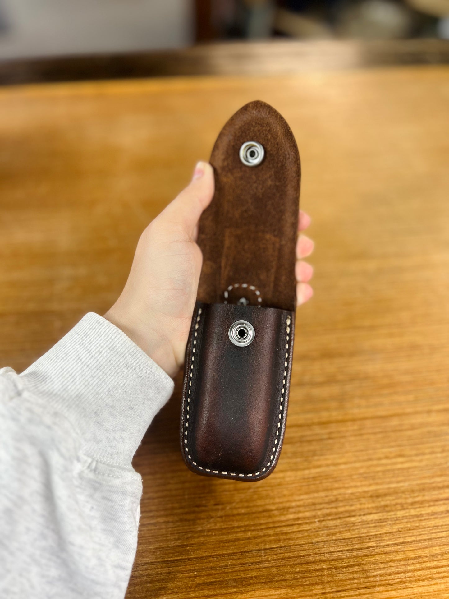 Genuine Tooled Leather Knife Case for Leatherman Wave - Local Amish Made