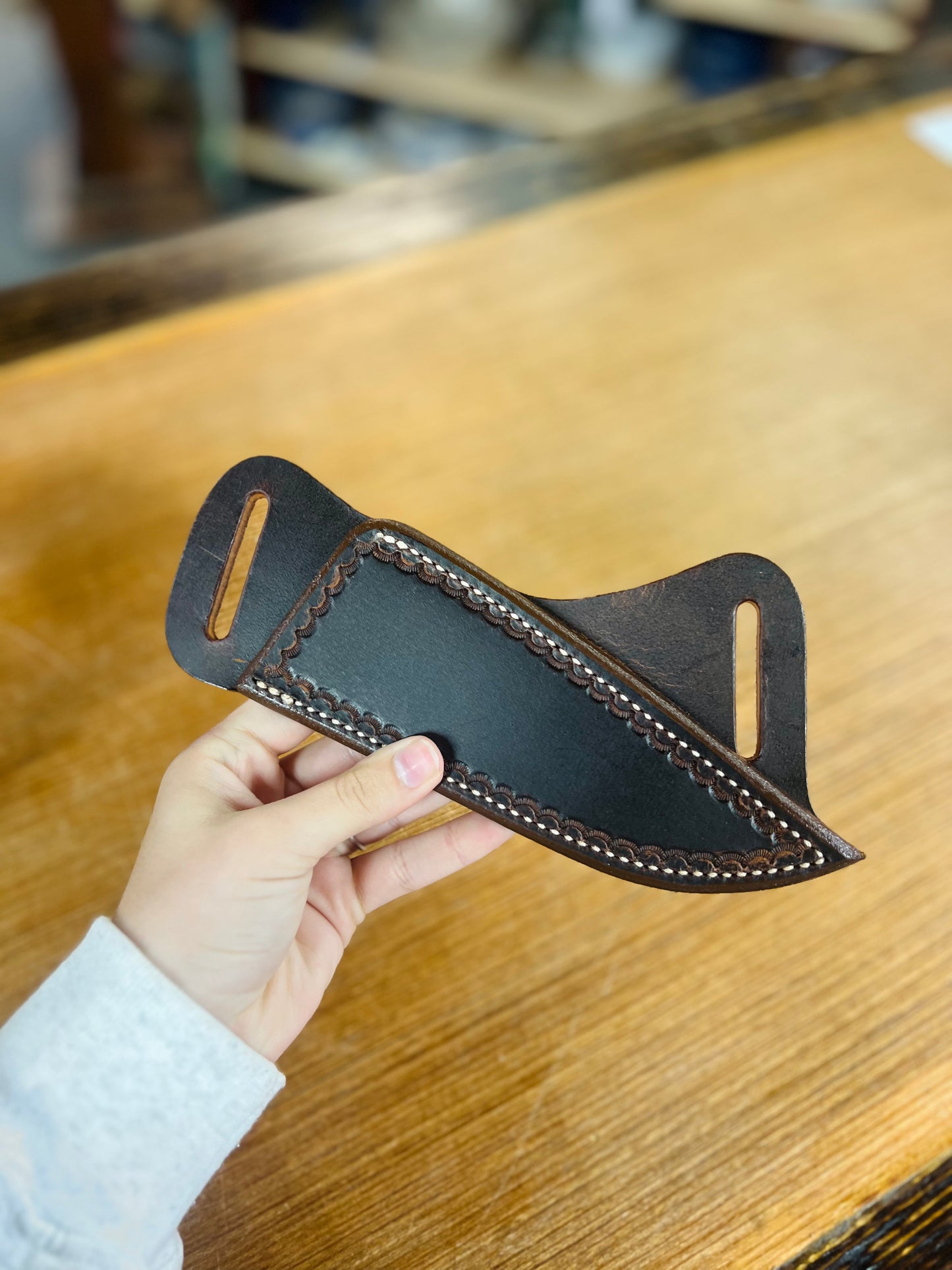 Genuine Leather Fixed Blade Sheath - Right Hand