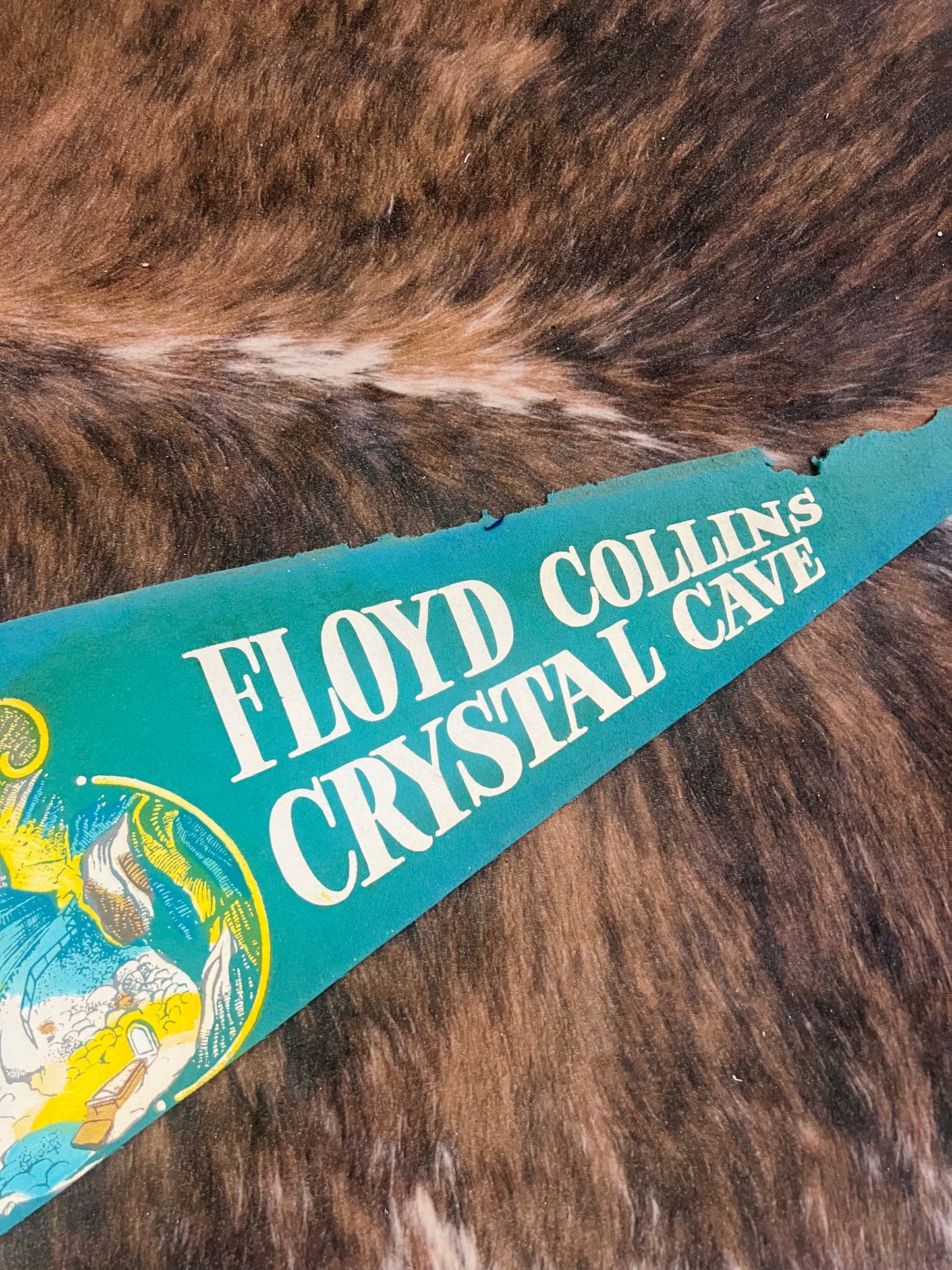 Old Felt Pennant RARE Floyd Collins Crystal Cave (Green)