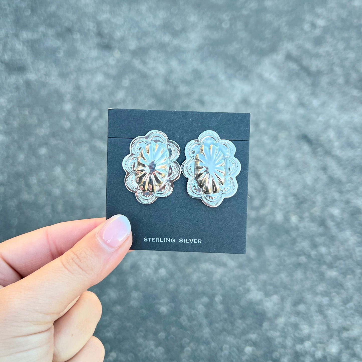 Navajo Sterling Silver Concho Earrings