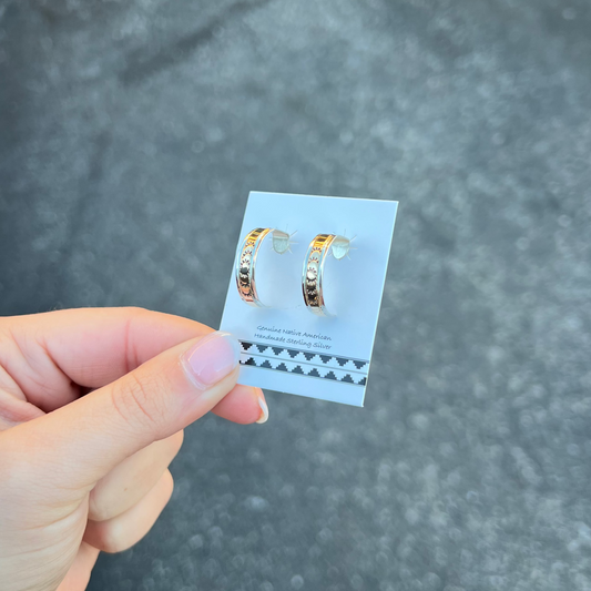 Sterling Silver 14K Gold Filled Stamped Hoop Earrings