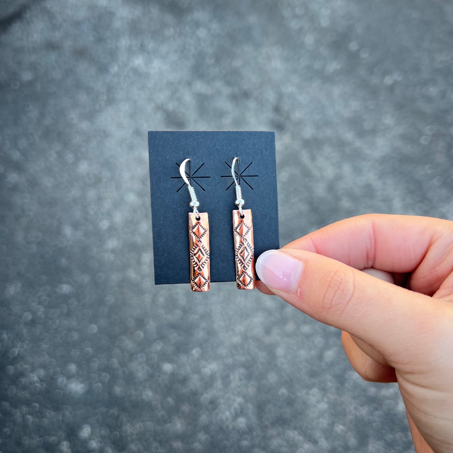 Copper Stamped Dangle Earrings