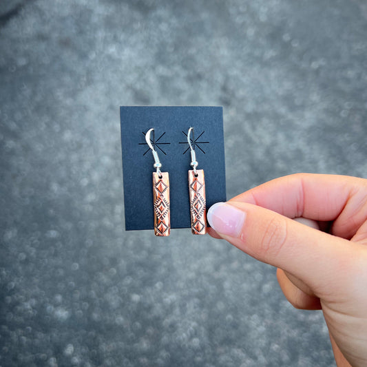 Copper Stamped Dangle Earrings