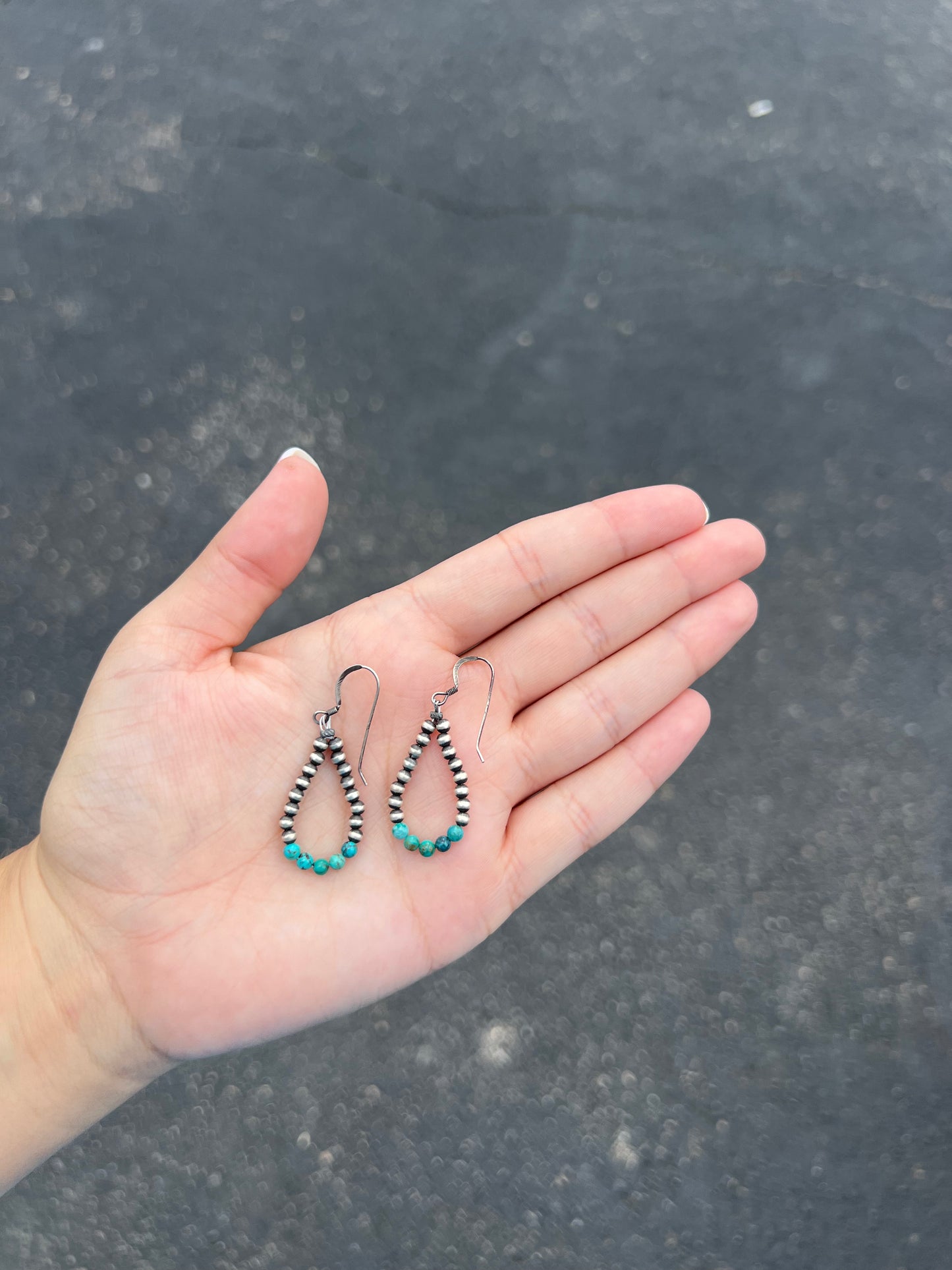 Navajo Pearl and Kingman Turquoise Dangle Loop Earrings