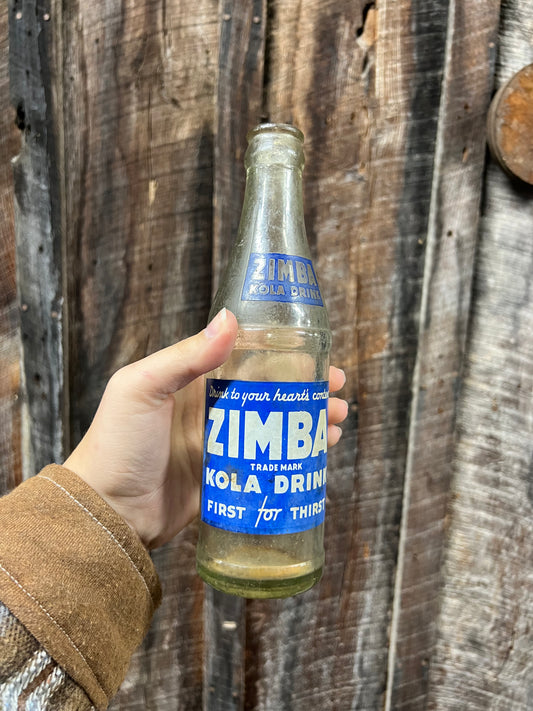 Vintage Zimba Kola Drink First for Thirst 7 oz Knoxville Tn Rare Glass Bottle