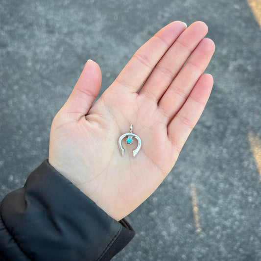 Sterling Silver Naja Pendant with Turquoise Stud