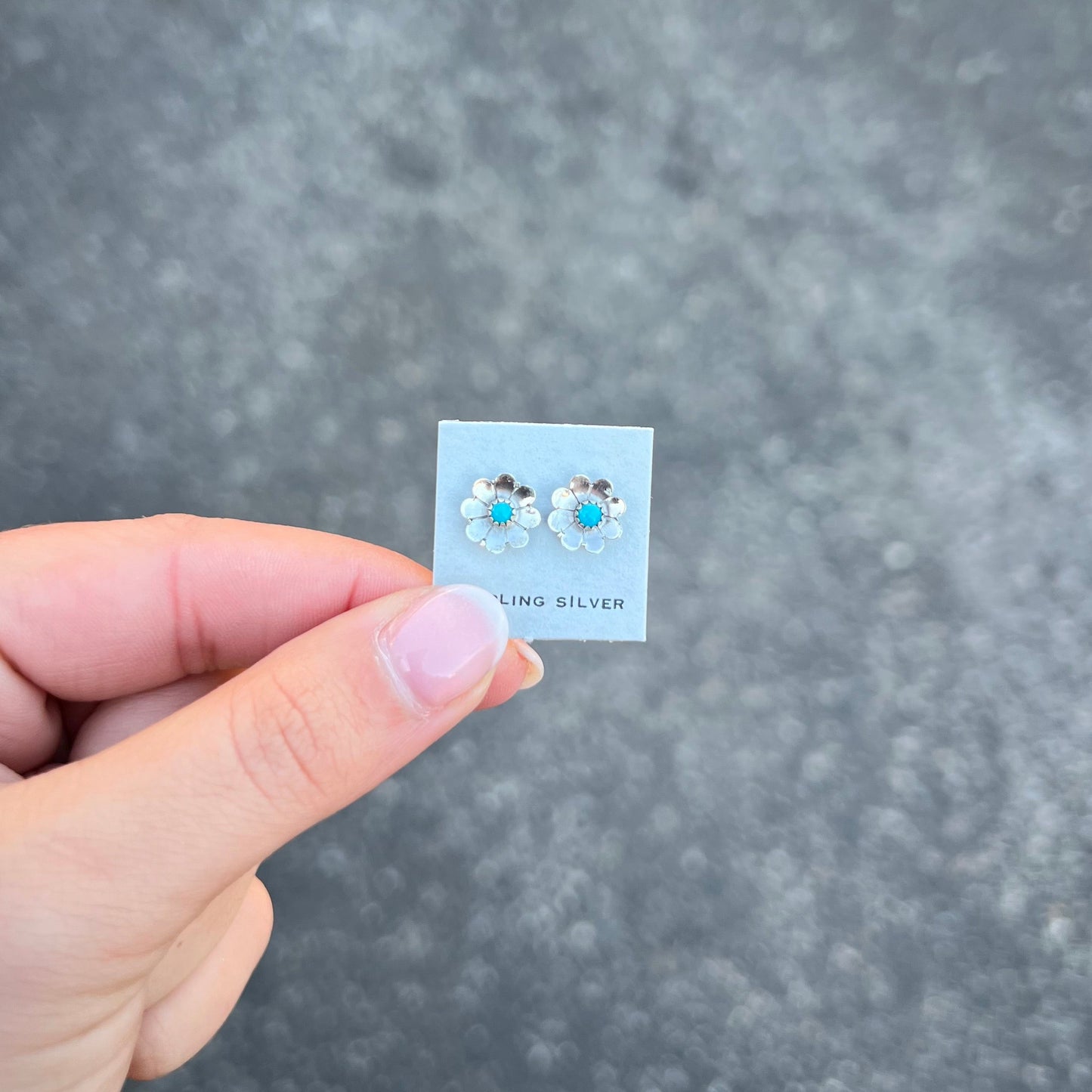 Sterling Silver Turquoise Stud Flower Earrings