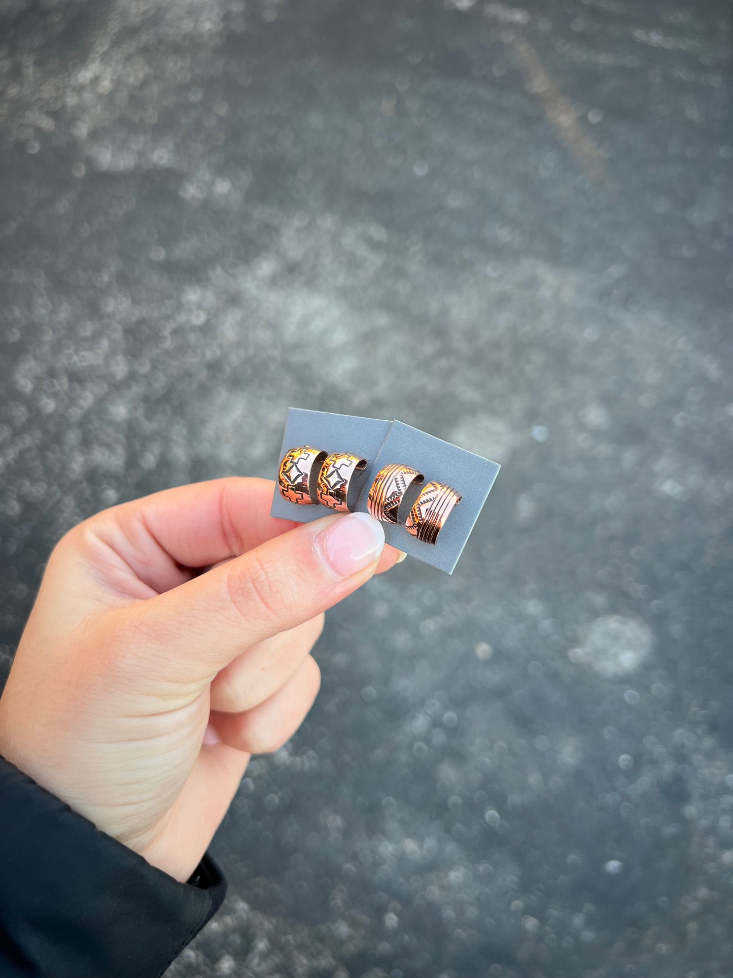 Mini Copper Stamped Hoop Earrings