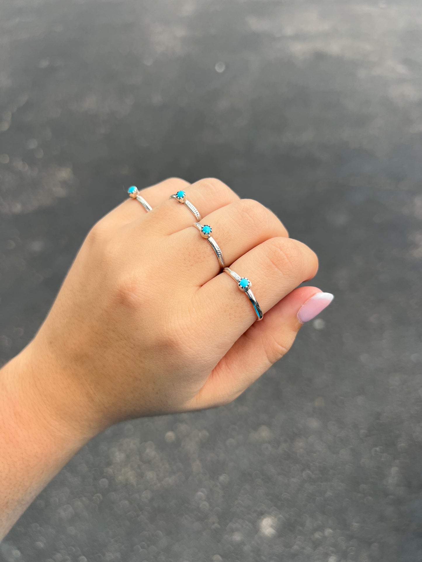 The Lil' Bitty Turquoise Stamped Sterling Silver Ring