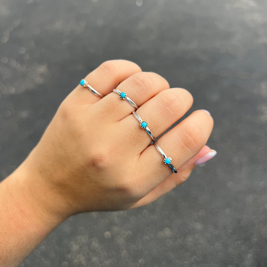 The Lil' Bitty Turquoise Stamped Sterling Silver Ring