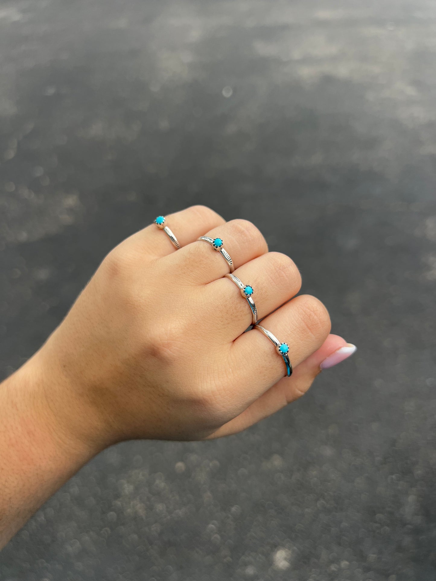 The Lil' Bitty Turquoise Stamped Sterling Silver Ring