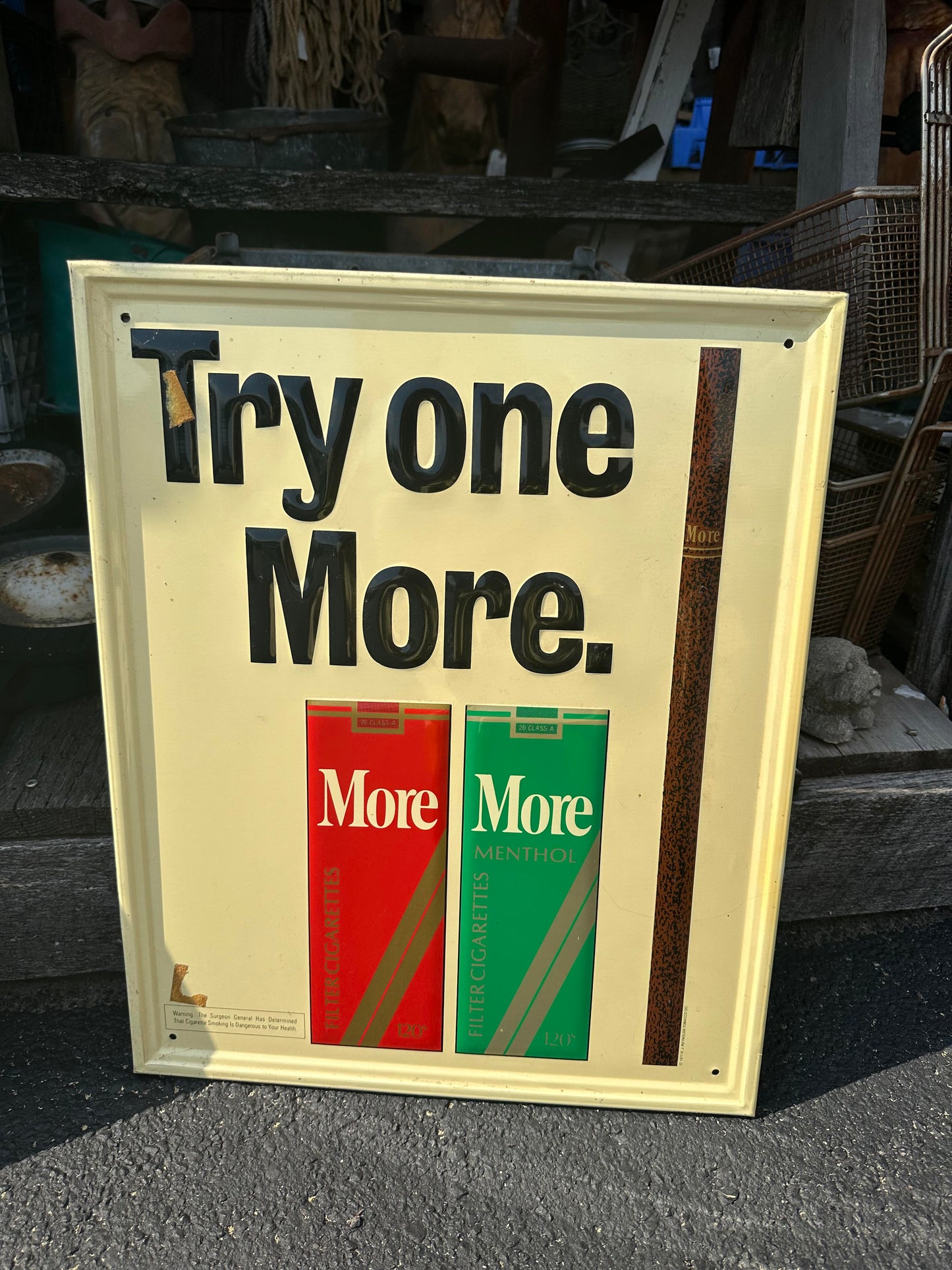 Vintage 1977 Try One More Metal Sign