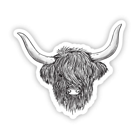 Highland Cow Black & White Sticker