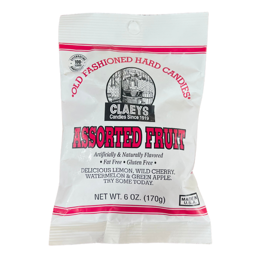 Claeys Old Fashioned Hard Candies Assorted Fruit - Lemon, Wild Cherry, Watermelon, & Green Apple!