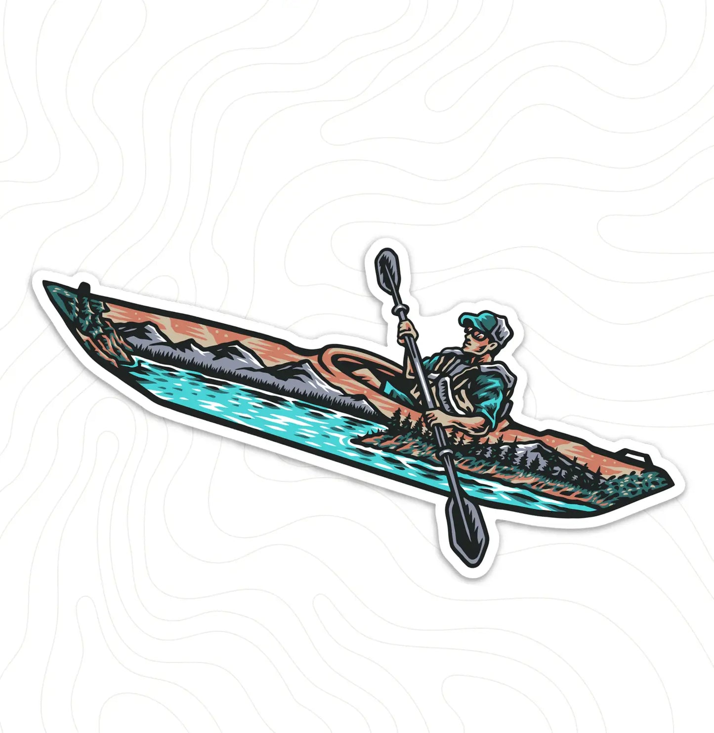 Kayaking With Lake View Sticker