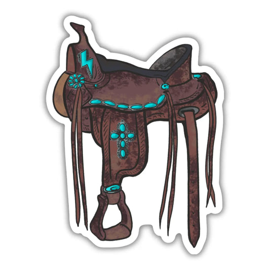 Turquoise Gem Western Saddle Sticker