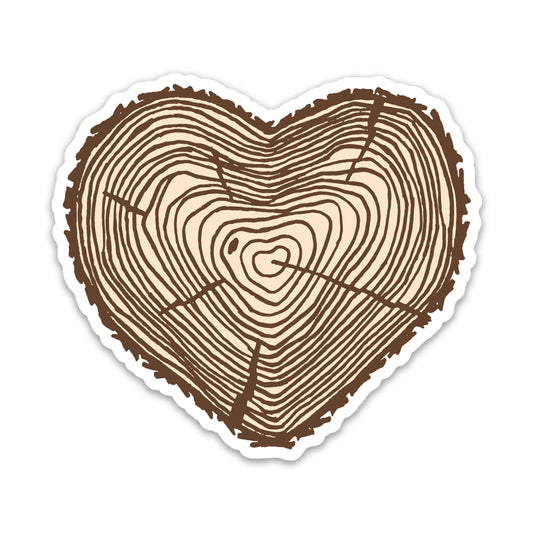 Tree Rings Heart Sticker