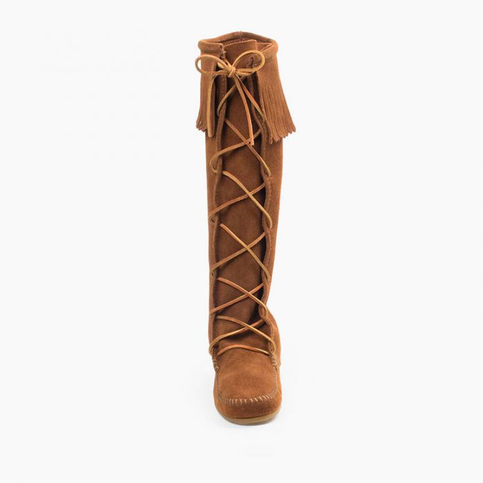 Minnetonka Women's Brown Front Lace Knee High Boot