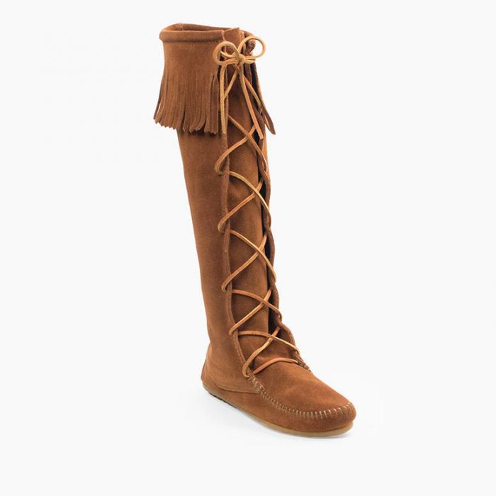 Minnetonka Women's Brown Front Lace Knee High Boot