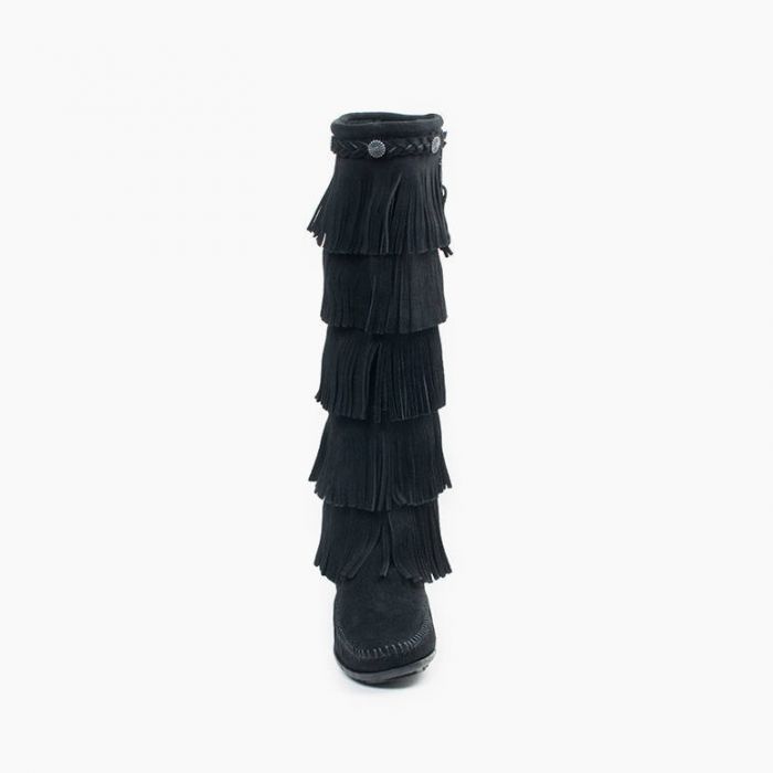 Minnetonka Women's Black 5-Layer Fringe Boot