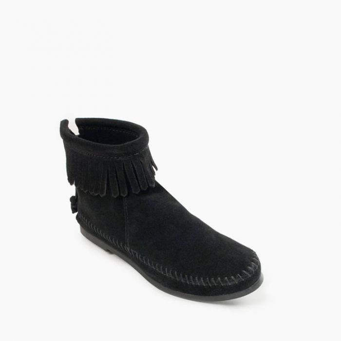Minnetonka Women's Black Back Zip Hardsole Boot