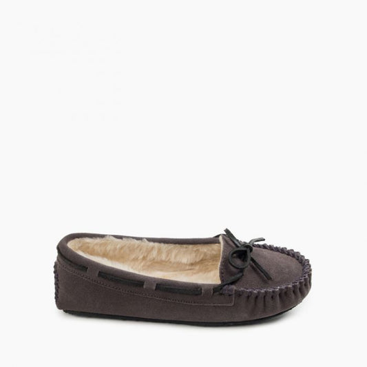 Minnetonka Women's Grey Cally Faux Fur Slipper