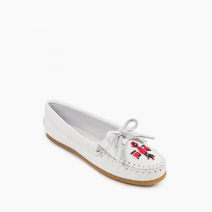 Minnetonka Women's White Thunderbird Moc